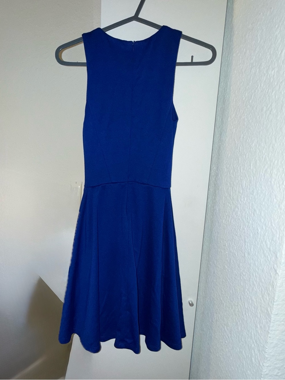 Aqua Royal Blue Sleeveless Fit-and-Flare Dress
